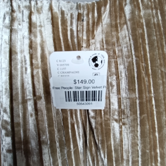 Free People Crinkle Velvet Pleated Wide Leg Trousers in Cream Size S P - Picture 5 of 12